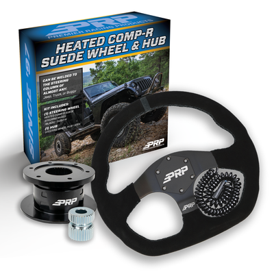 PRP Heated Suede D-Shape Steering Wheel Kit with Quick Release Hub with Universal Weld on Adaptor