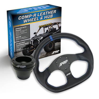 PRP Leather D-Shape Steering Wheel Kit with UTV Hub