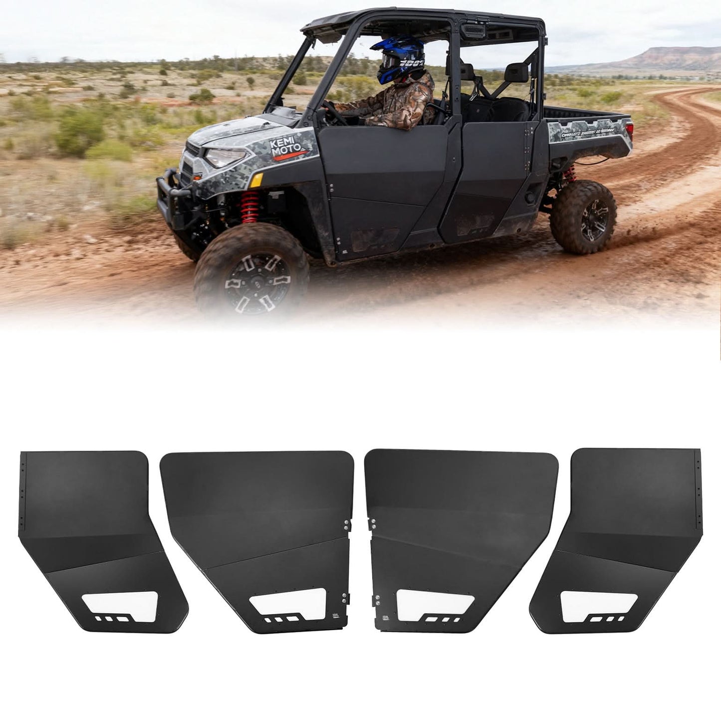 Aluminum Half Doors for Polaris Ranger Crew XP 1000 (2019-2025) - Kemimoto