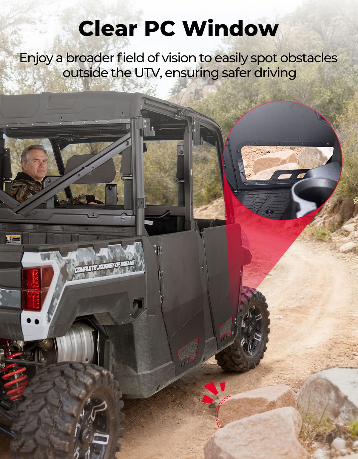 Aluminum Half Doors for Polaris Ranger Crew XP 1000 (2019-2025) - Kemimoto