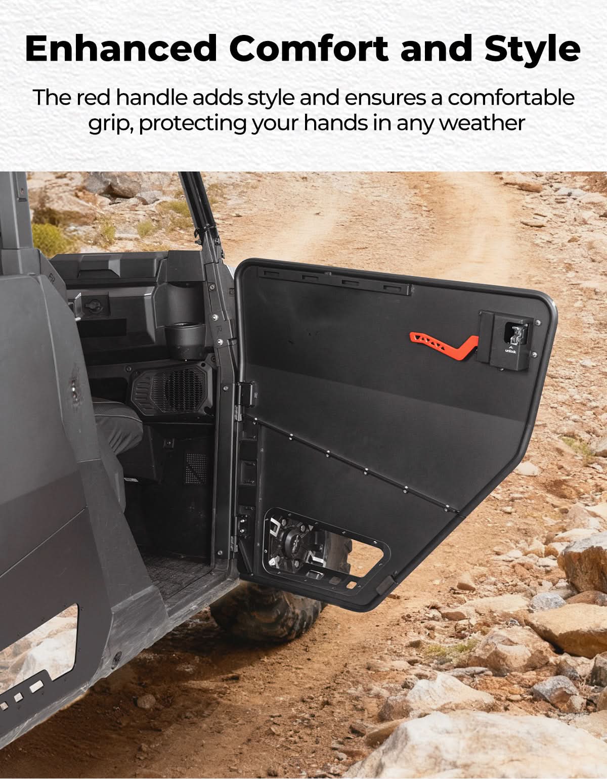 Aluminum Half Doors for Polaris Ranger Crew XP 1000 (2019-2025) - Kemimoto