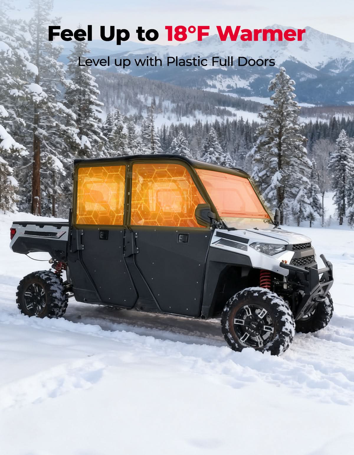 2-in-1 Convertible UTV Doors with Vented Window for Polaris Ranger Crew XP 1000 (2018-2025) - Kemimoto