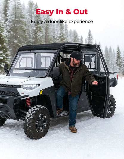 2-in-1 Convertible UTV Doors with Vented Window for Polaris Ranger Crew XP 1000 (2018-2025) - Kemimoto