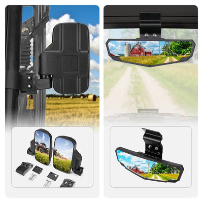 Adjustable Side Mirrors & Rear View Mirror For Polaris Ranger/ Defender