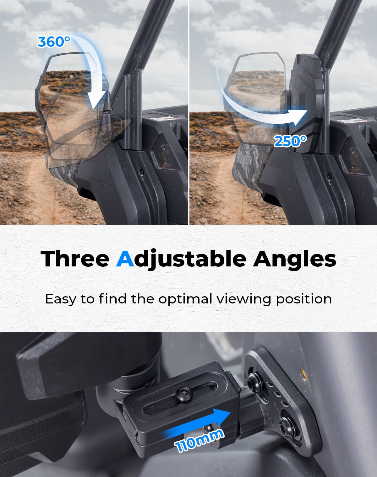 UTV Side Mirrors For CFMOTO UFORCE 1000/1000XL 2019-2025 - Kemimoto