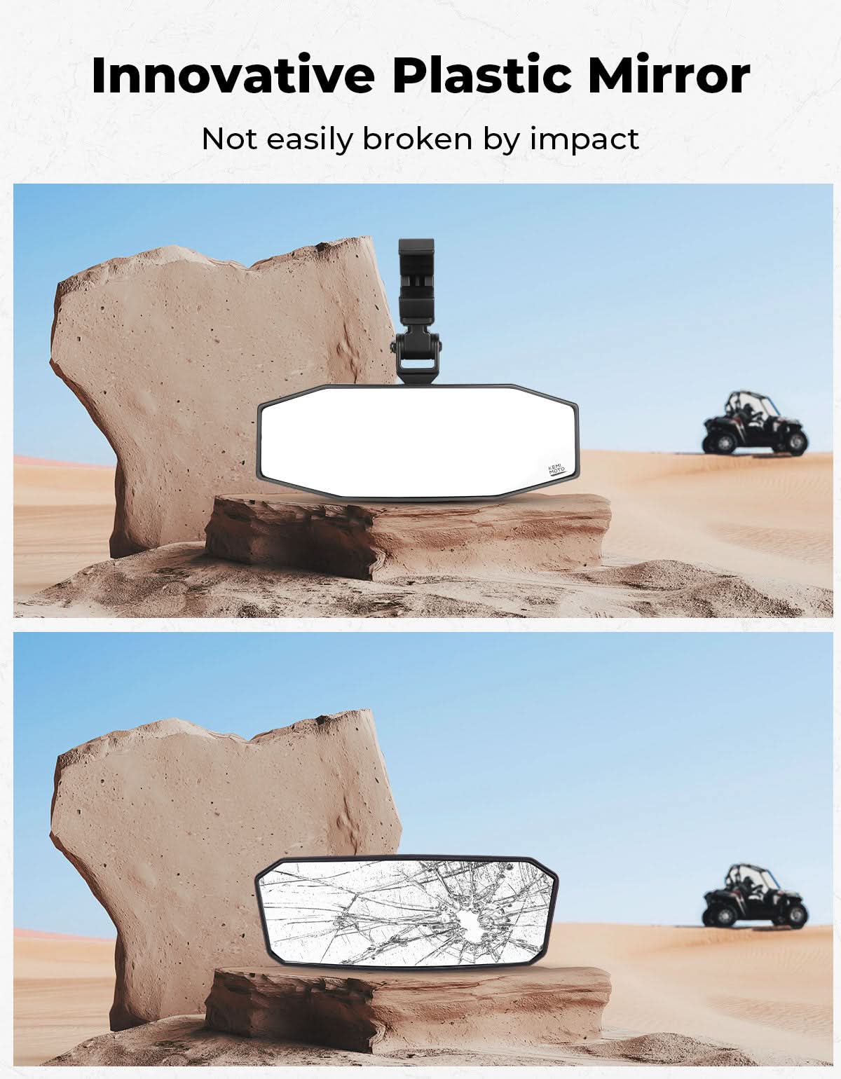 UTV Rear View Mirror for Polaris RZR, Pioneer, Can AM, CFMOTO - Kemimoto