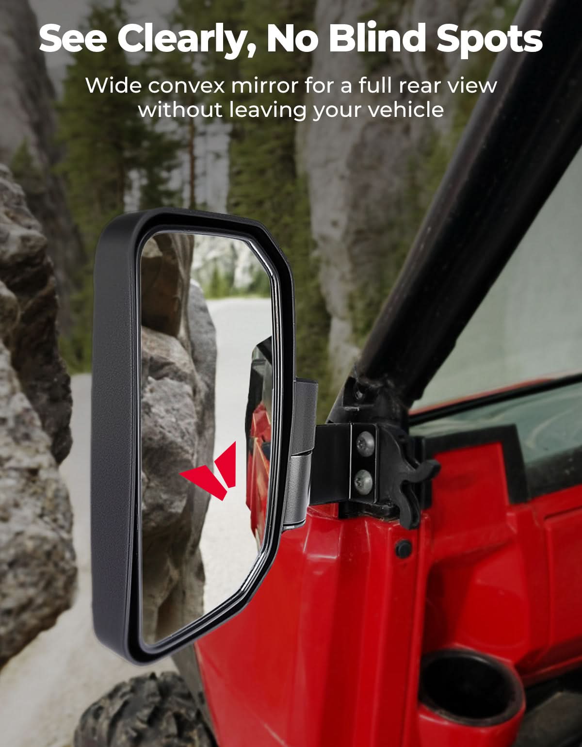 UTV Side View Mirrors for Polaris Ranger 570/500/900 XP (2014-2025) - Kemimoto