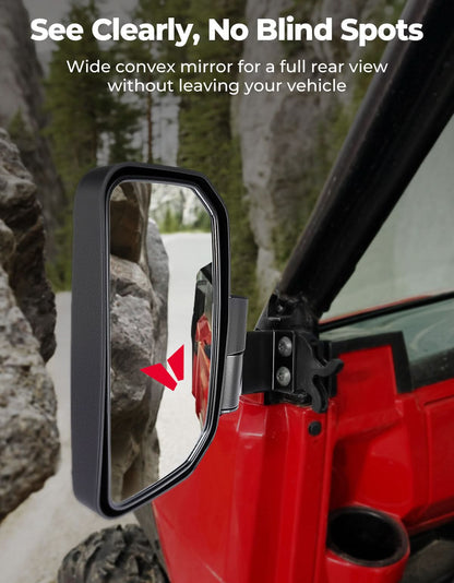 UTV Side View Mirrors for Polaris Ranger 570/500/900 XP (2014-2025) - Kemimoto