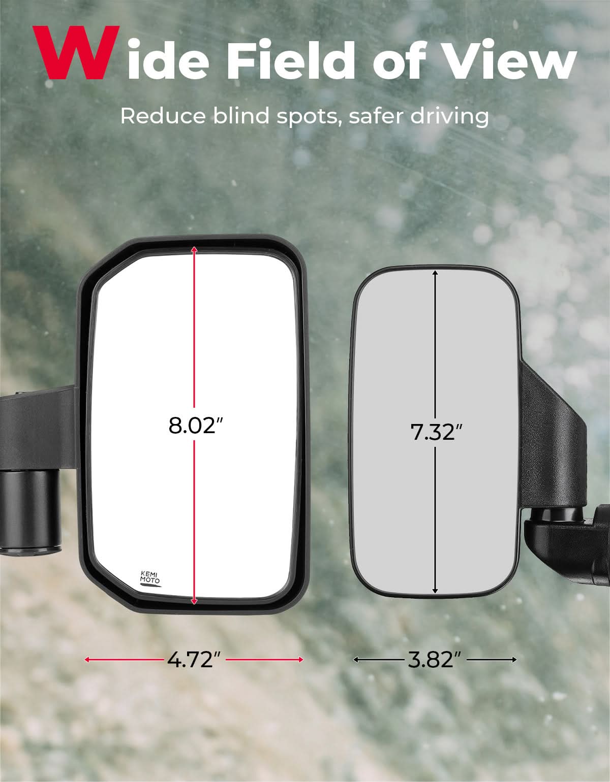 Spring Back UTV Side Mirrors for Polaris ,Can-Am, CFMOTO - Kemimoto