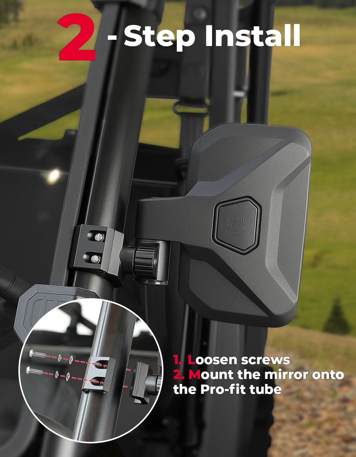 Spring Back UTV Side Mirrors for Polaris ,Can-Am, CFMOTO - Kemimoto