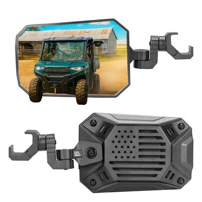 UTV Side Mirrors 2025 NEW Billet Aluminum 8.4" x 5.7" Wide View for Polaris Ranger/General Can Am Defender/Commander/Maverick Trail CFMOTO Uforce - Kemimoto