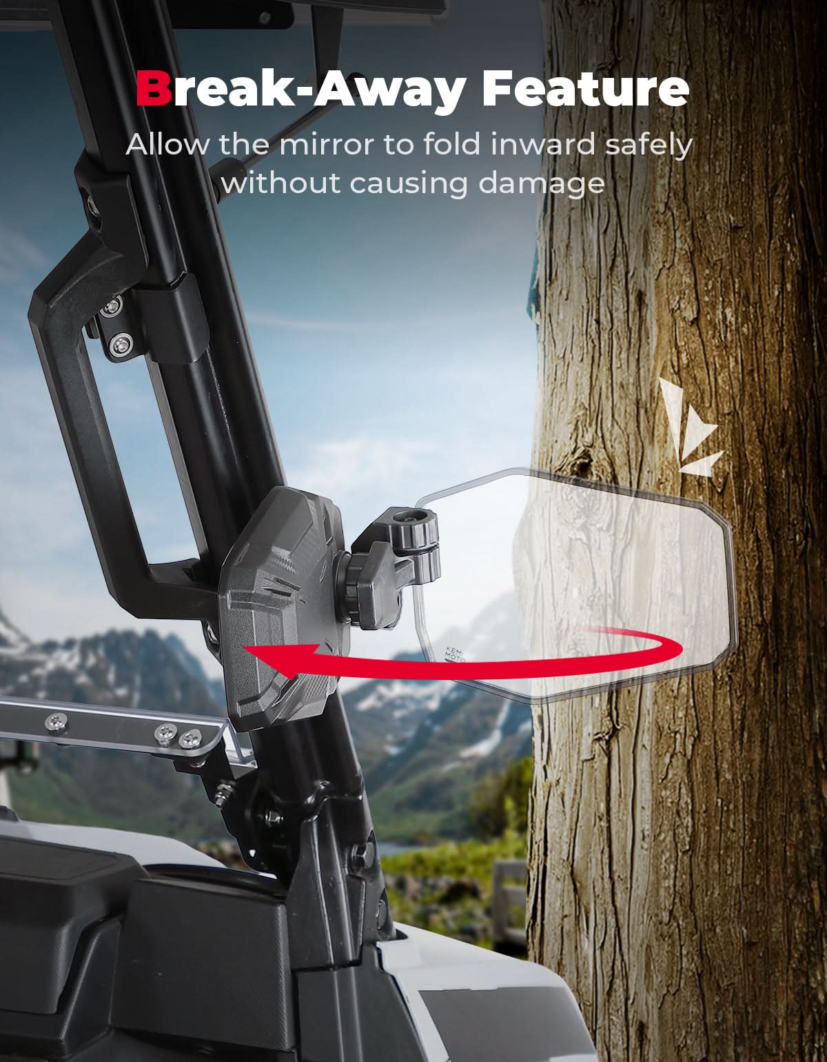 UTV Side Mirrors, UTV Rearview Mirrors Fit for Windshield for Polaris Ranger General/ Can-Am Defender/ Maverick Trail - Kemimoto