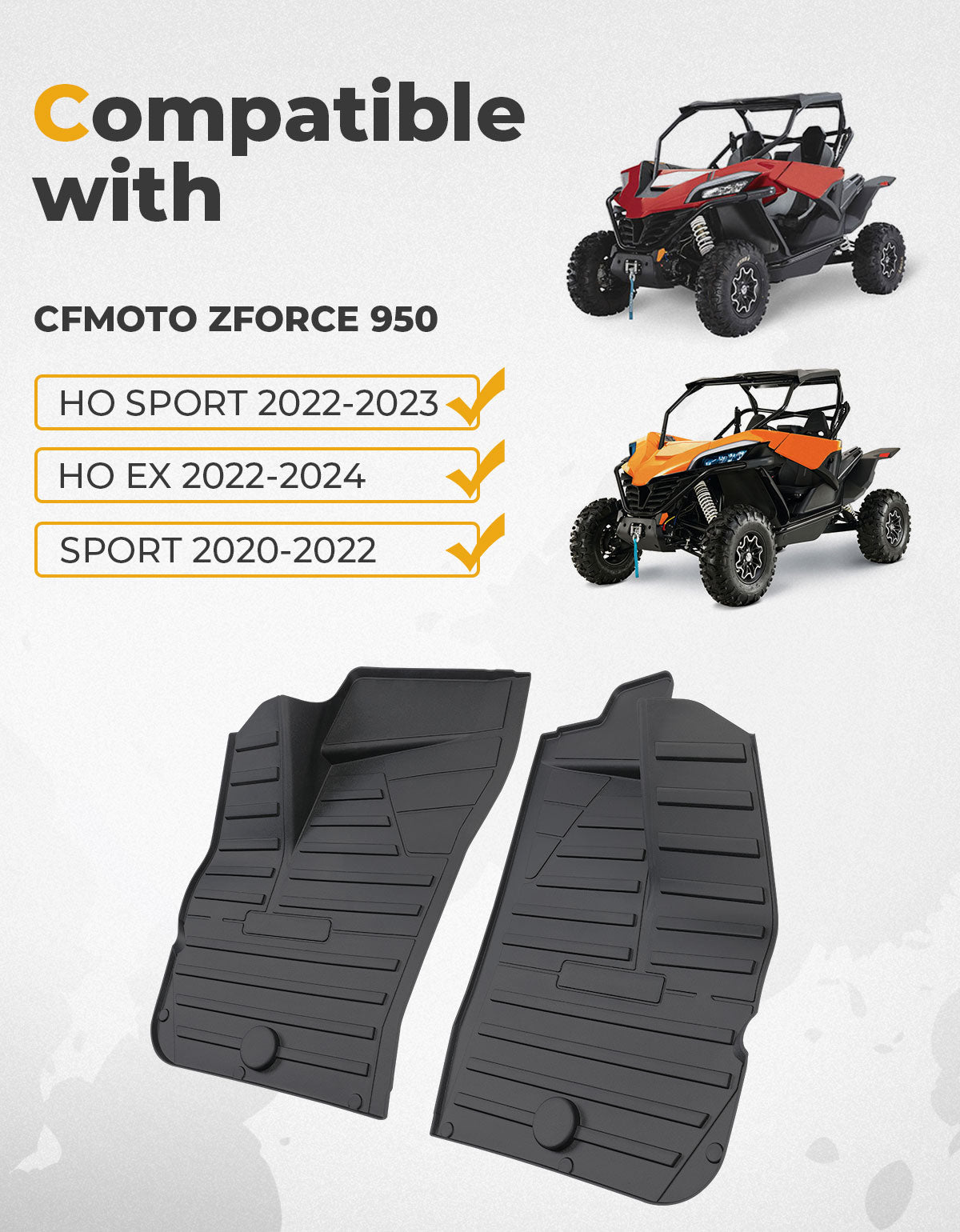 TPE Front Floor Mats for CFMOTO ZFORCE 950 HO EX | HO Sport