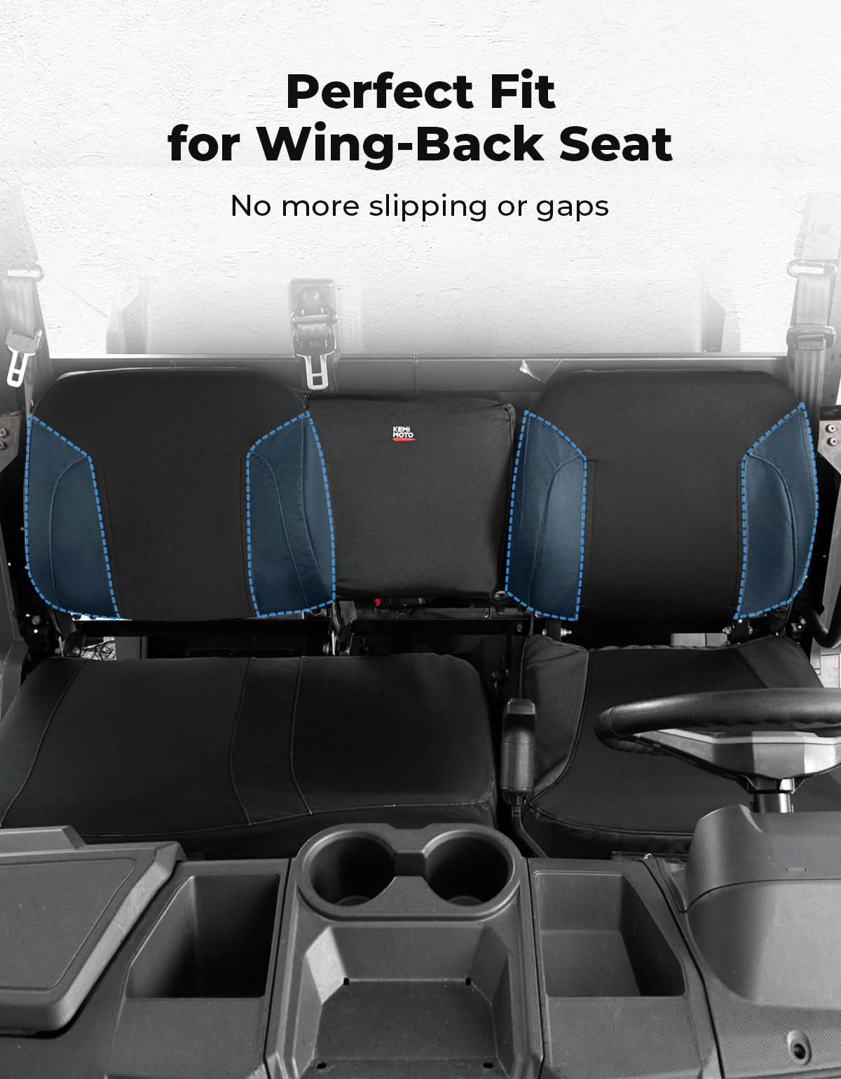 UTV Wingback Seat Cover Set for Polaris Ranger Crew XP 1000 - Kemimoto
