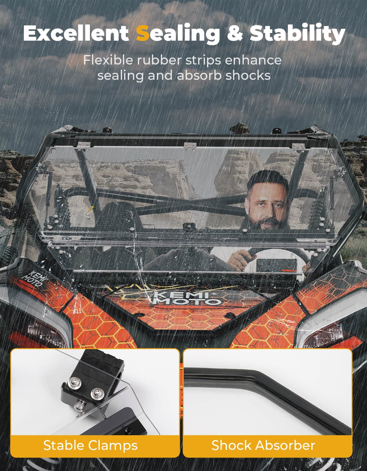 Folding 2-in-1 Flip Windshield for CFMOTO ZForce 950 - Kemimoto