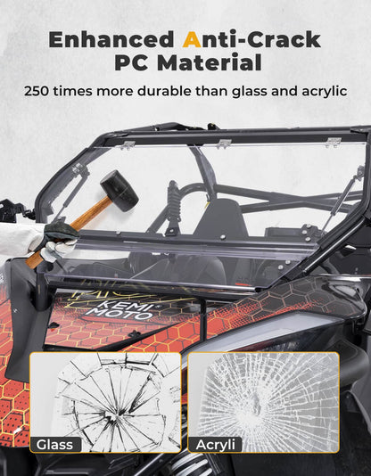 Folding 2-in-1 Flip Windshield for CFMOTO ZForce 950 - Kemimoto