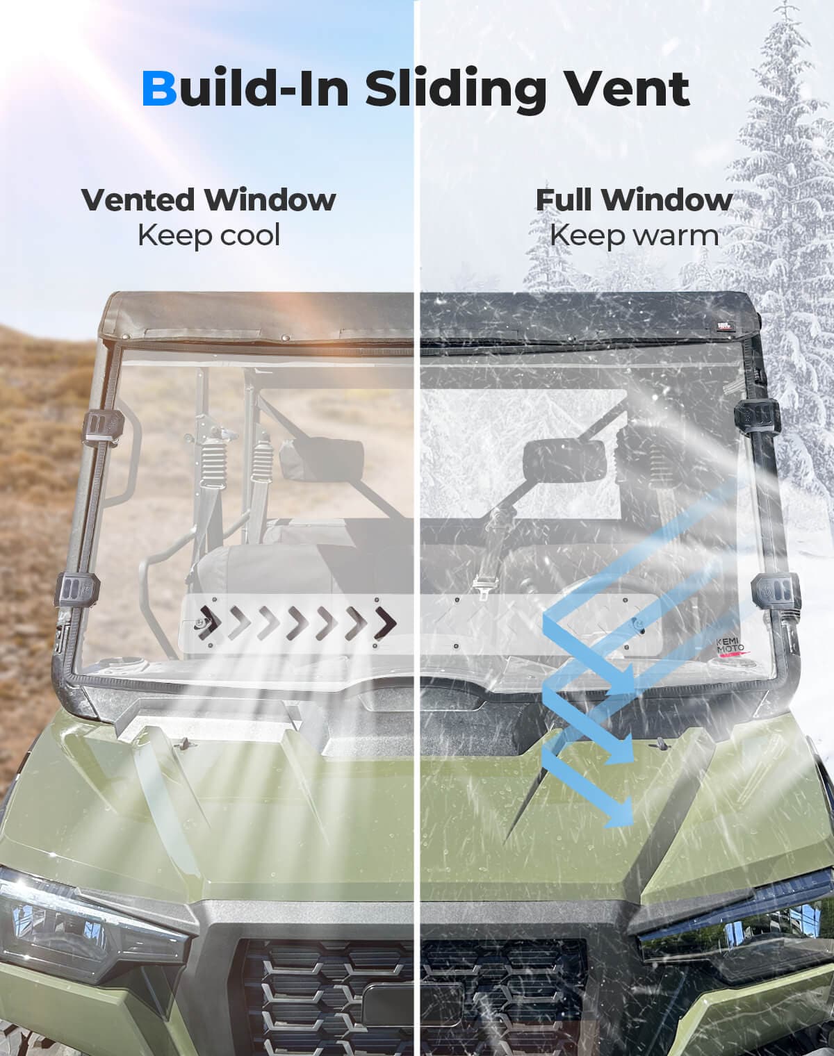 Vented Front Full Windshield for Tracker 800SX | Arctic Cat Prowler Pro