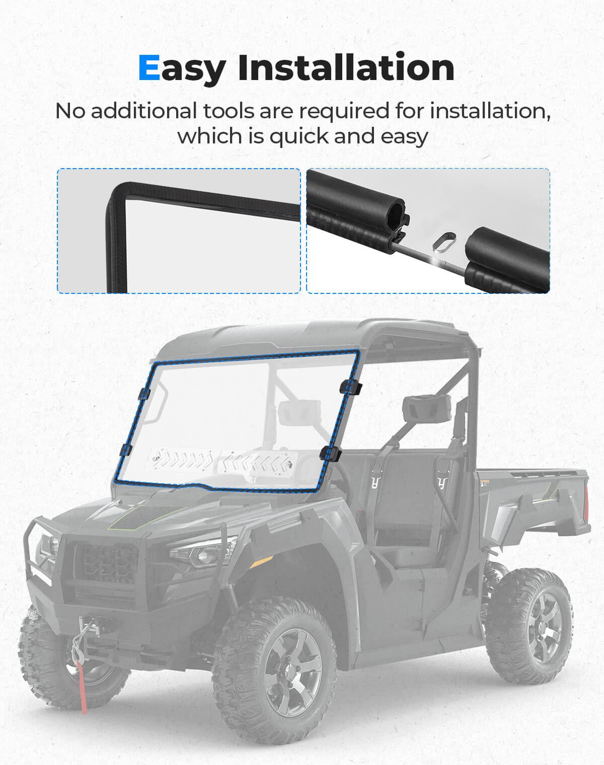 Vented Front Full Windshield for Tracker 800SX | Arctic Cat Prowler Pro