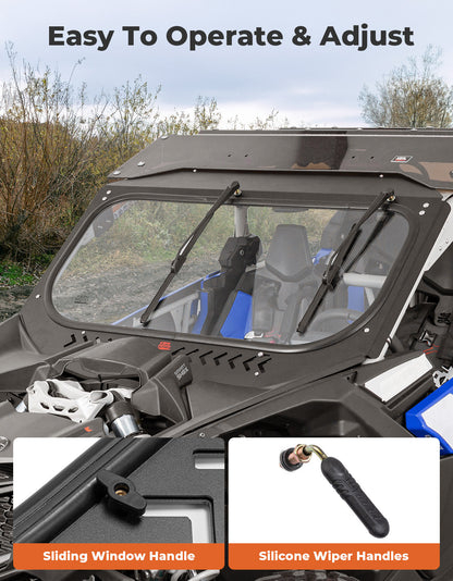 Glass Windshield with Sliding Vents for Can-Am Maverick X3 / X3 MAX - Kemimoto