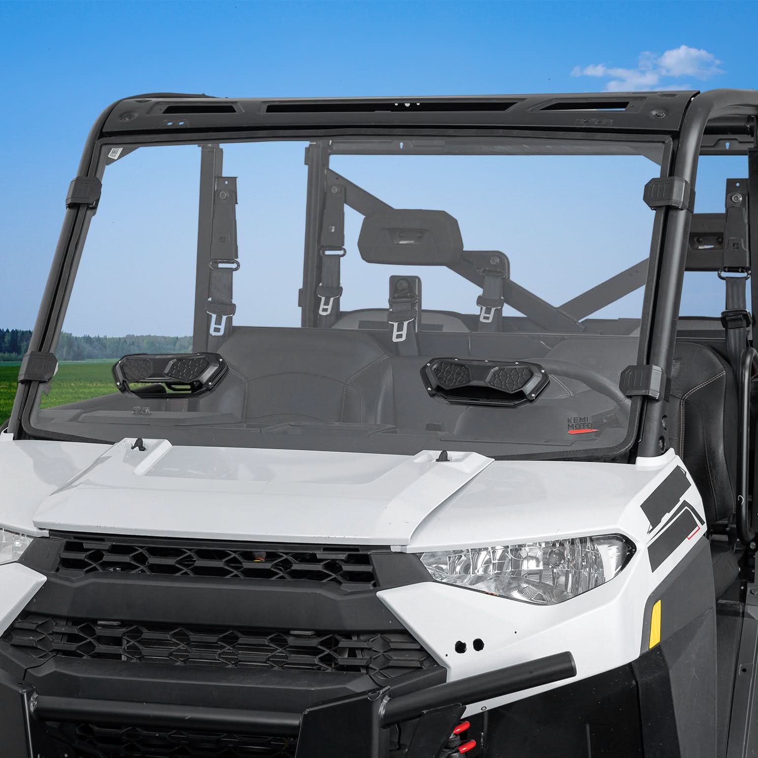 3-in-1 Vented Windshield for Polaris Ranger 1000 & XP 900/1000 (2014-2026) - Kemimoto