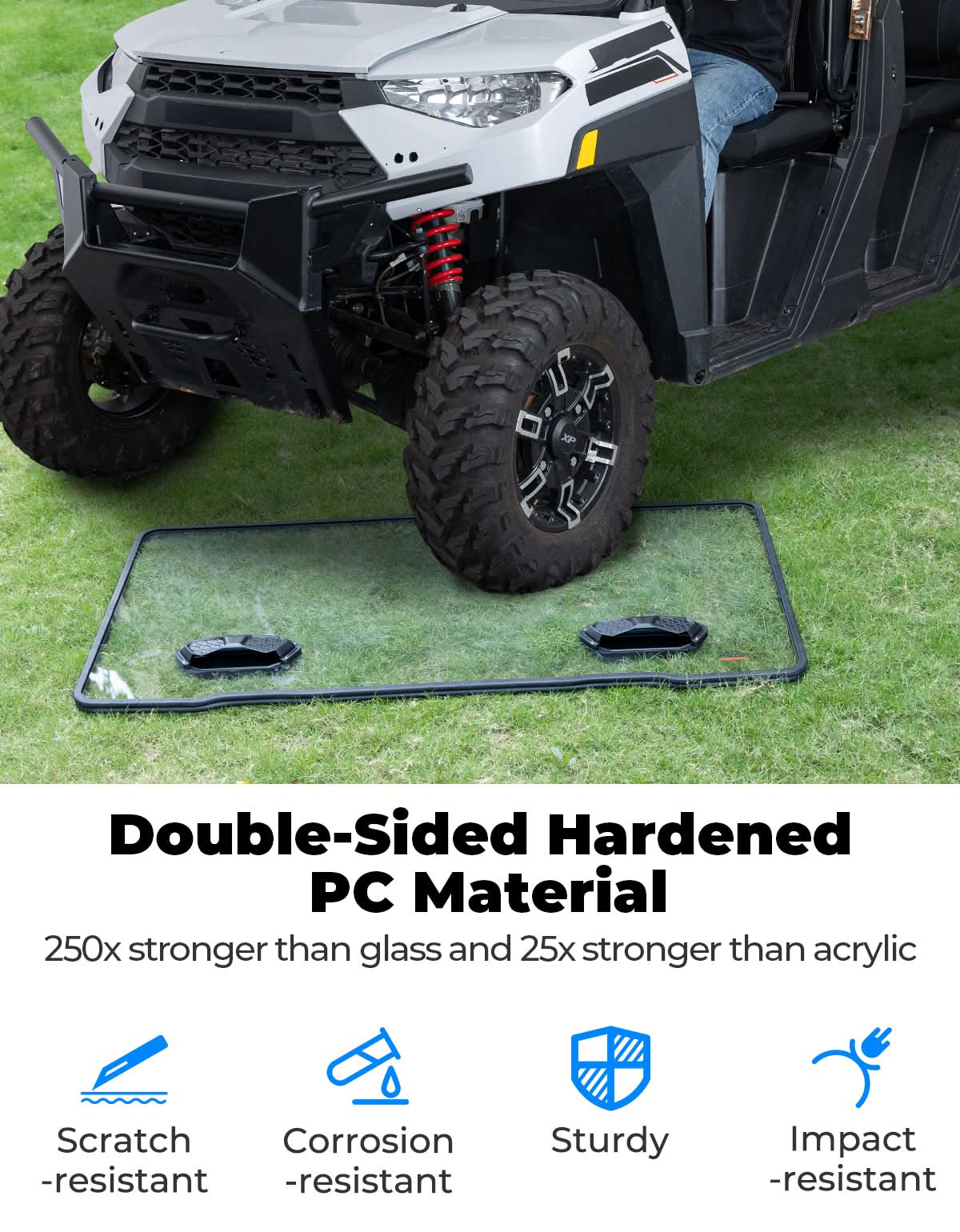 3-in-1 Vented Windshield for Polaris Ranger 1000 & XP 900/1000 (2014-2026) - Kemimoto
