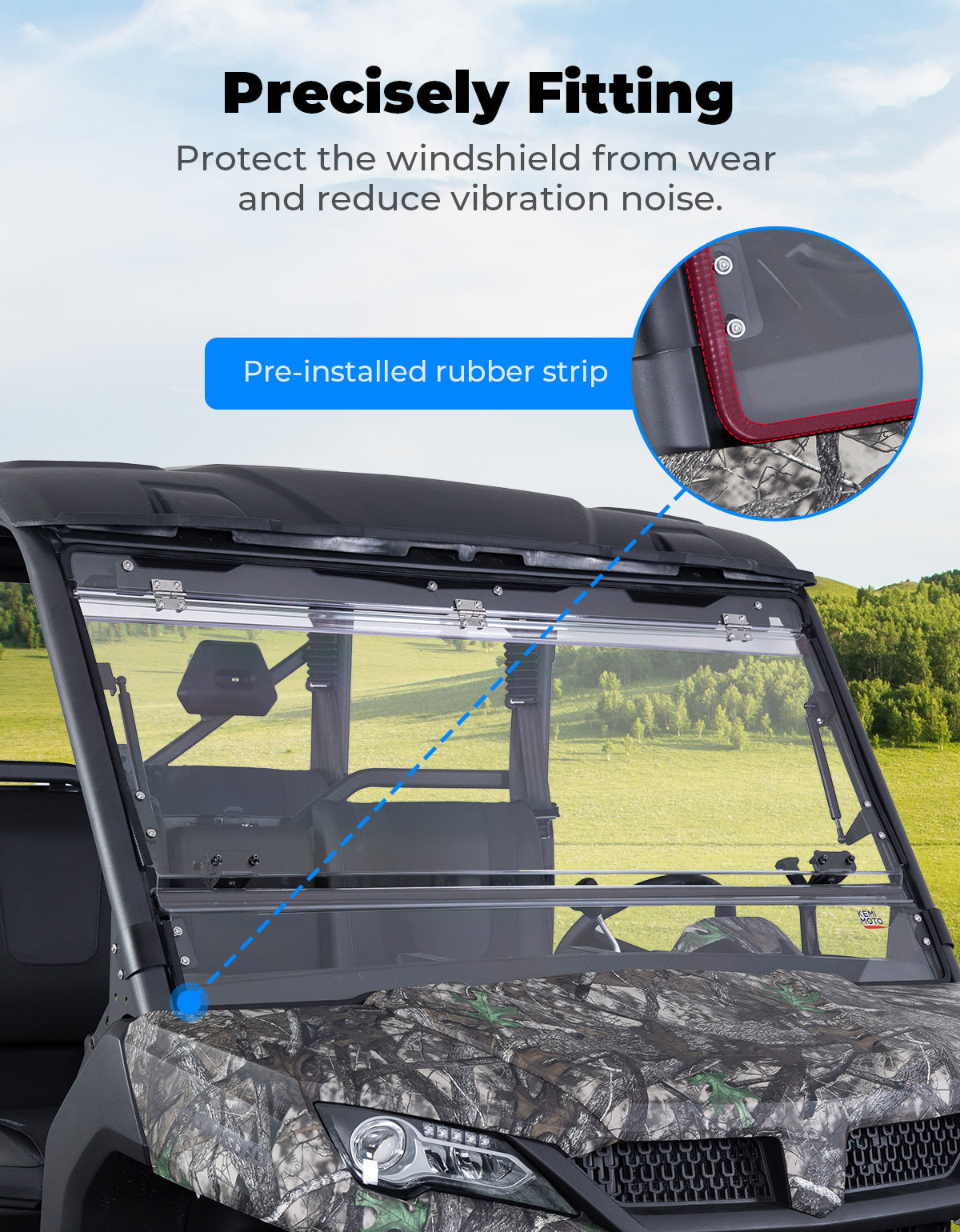 Upgraded Flip Front Windshield For CFMOTO Uforce 1000|1000 XL - Kemimoto