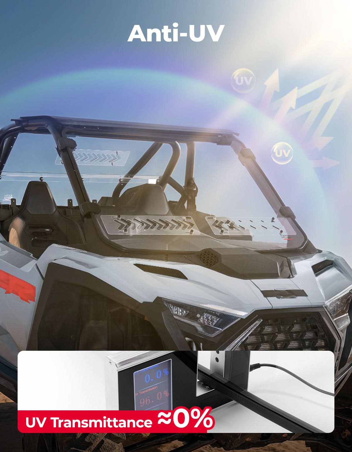 UTV Windshield with anti-UV design