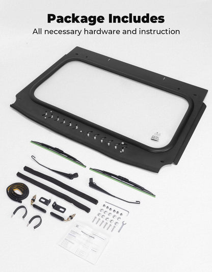 Vented Glass Windshield w/ Wipers for Kawasaki Teryx - Kemimoto