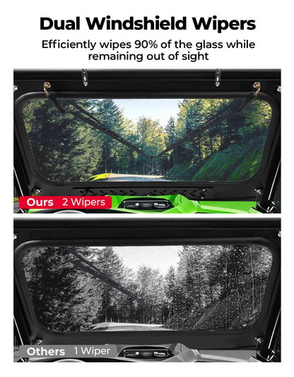 Vented Glass Windshield w/ Wipers for Kawasaki Teryx - Kemimoto