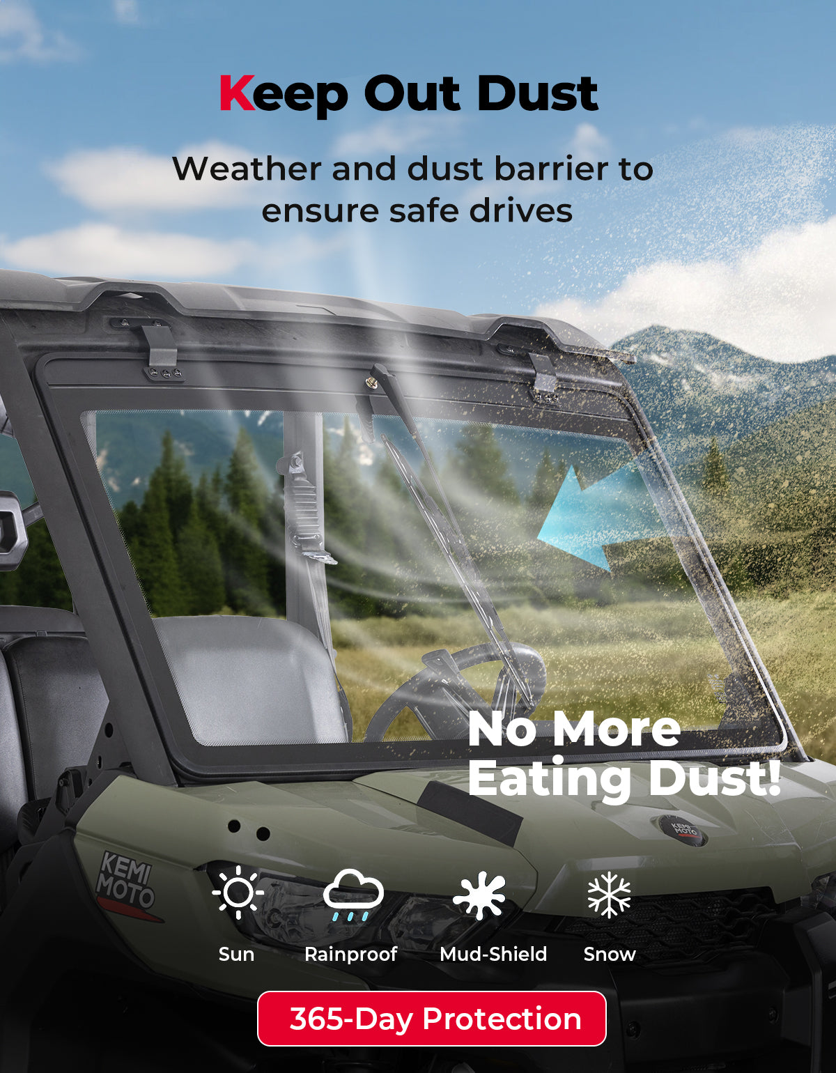 Can-Am Defender Glass Windshield with Manual Wipers (2016â€?026) - Kemimoto