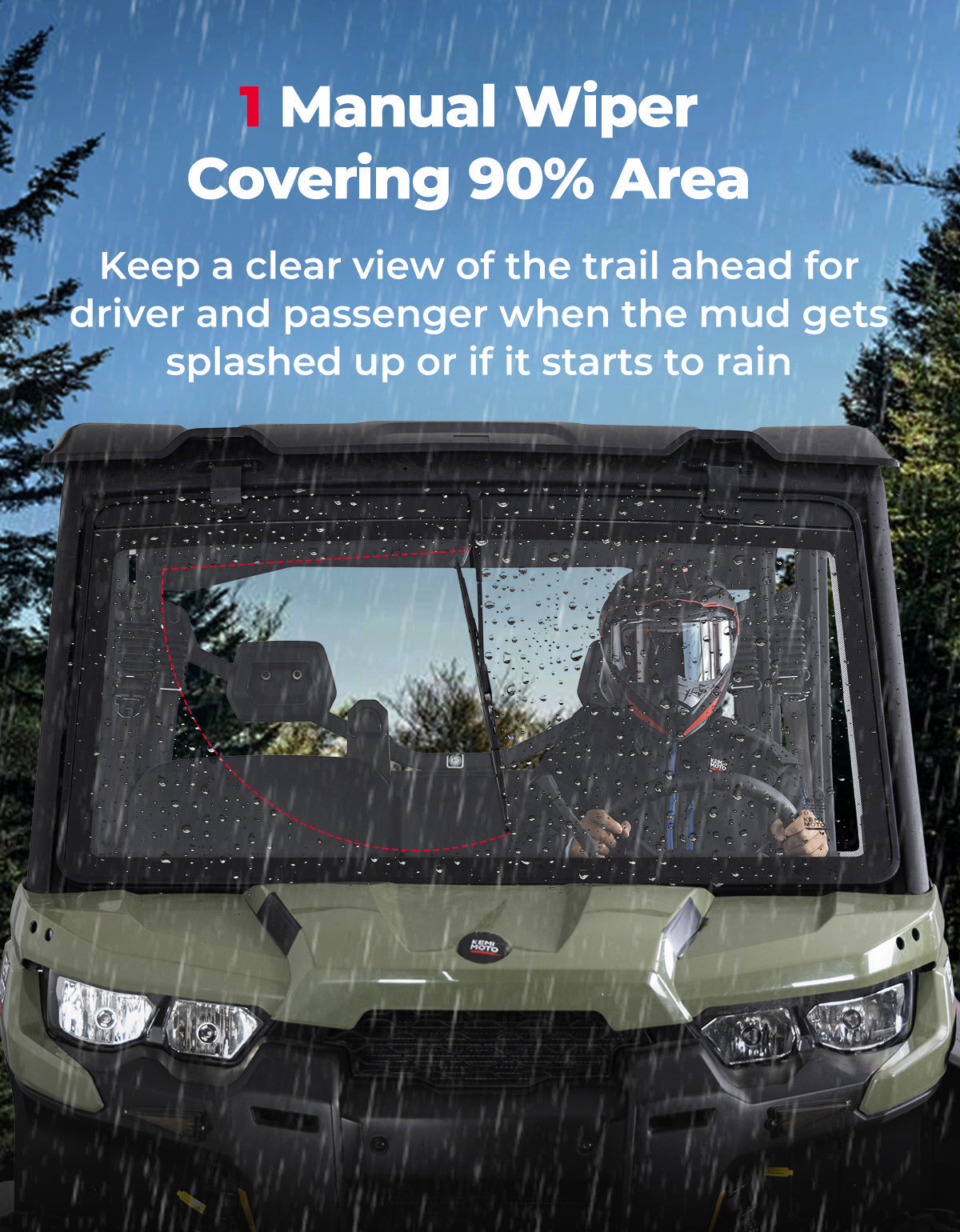 Can-Am Defender Glass Windshield with Manual Wipers (2016â€?026) - Kemimoto