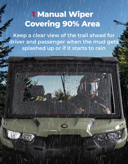 Can-Am Defender Glass Windshield with Manual Wipers (2016â€?026) - Kemimoto