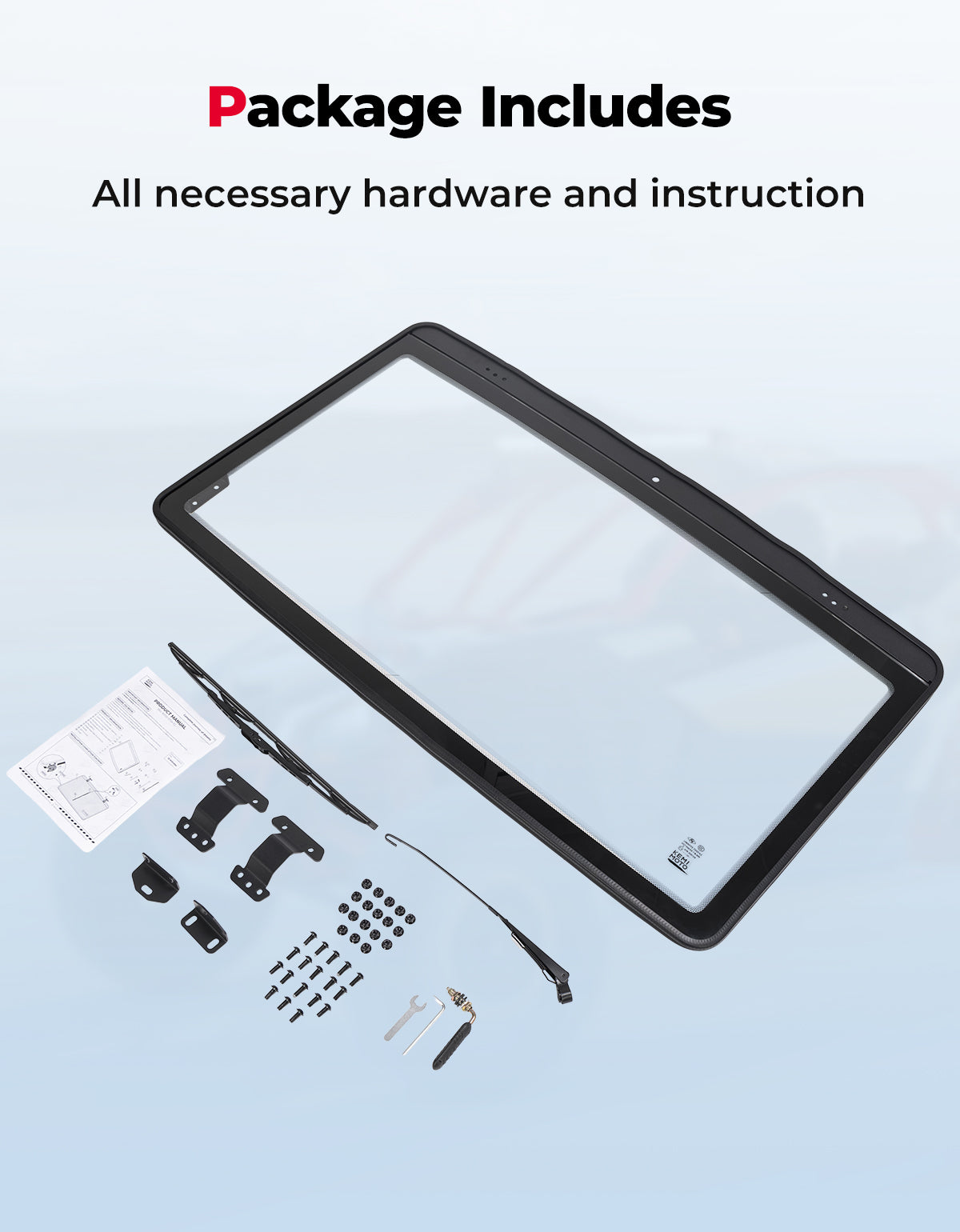 Can-Am Defender Glass Windshield with Manual Wipers (2016â€?026) - Kemimoto