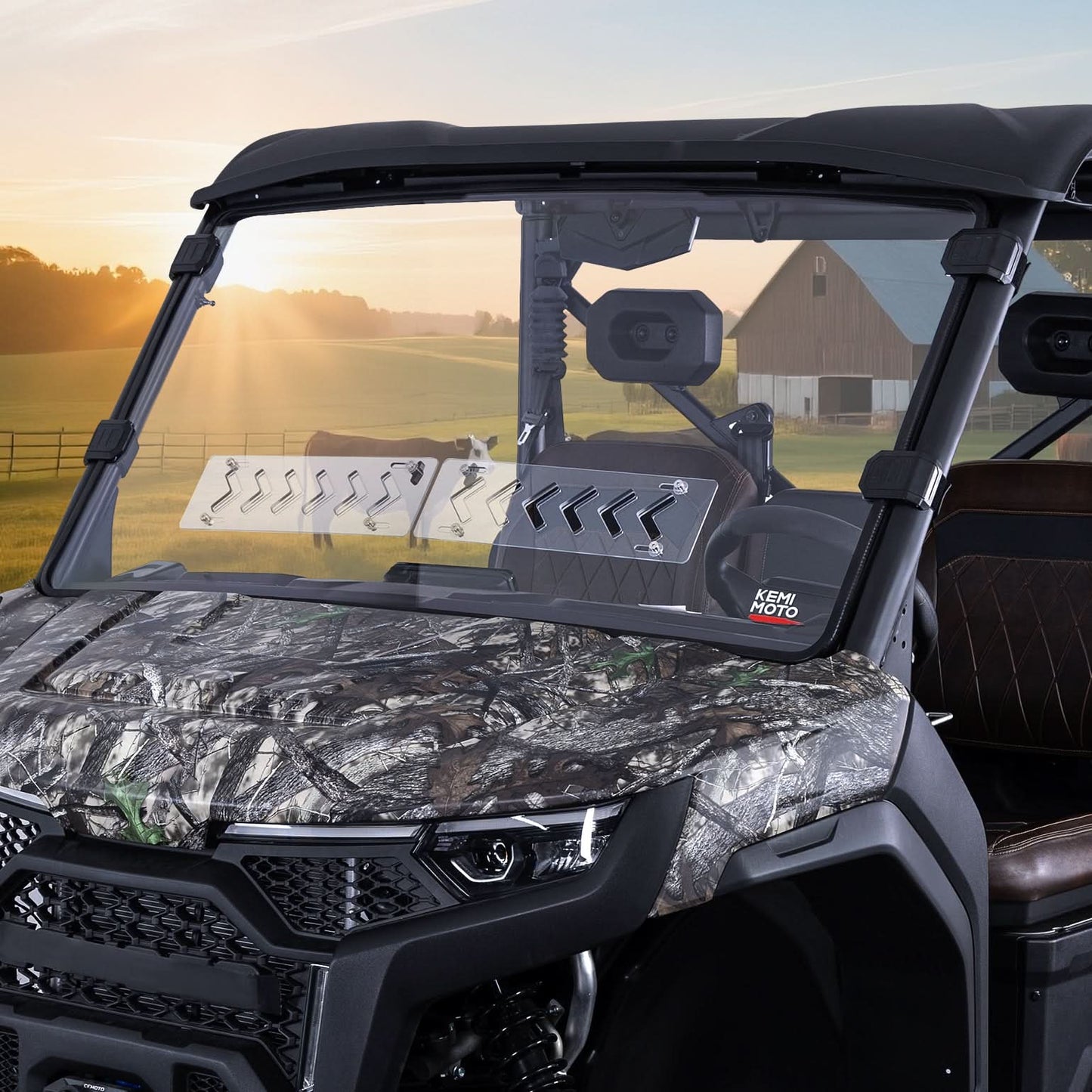 2-in-1 Vented Front Windshield for CFMOTO UFORCE U10 Pro|XL - Kemimoto