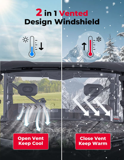 2-in-1 Vented Front Windshield for CFMOTO UFORCE U10 Pro|XL - Kemimoto