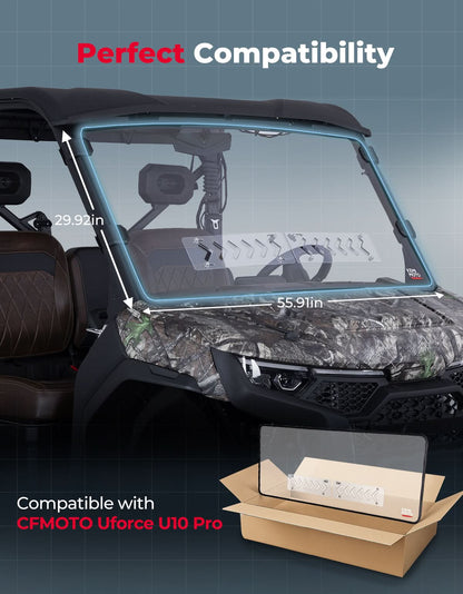 2-in-1 Vented Front Windshield for CFMOTO UFORCE U10 Pro|XL - Kemimoto