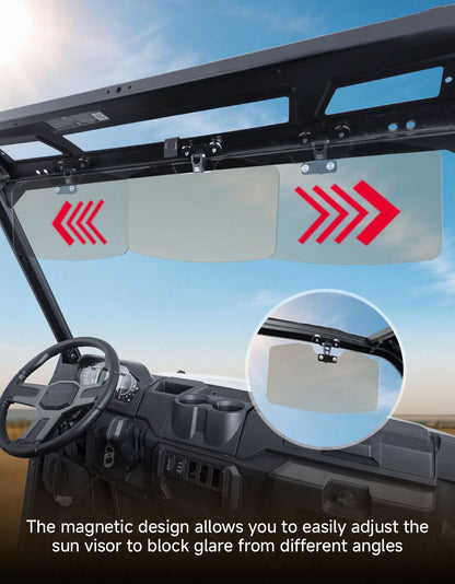 Universal Magnetic Sun Visor for UTV with Pro-Fit Bar or Metal Roof(2PC) - Kemimoto