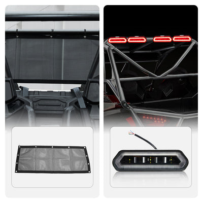 Soft Rear Window Net & Universal Roll Bar Tail Light for RZR PRO XP