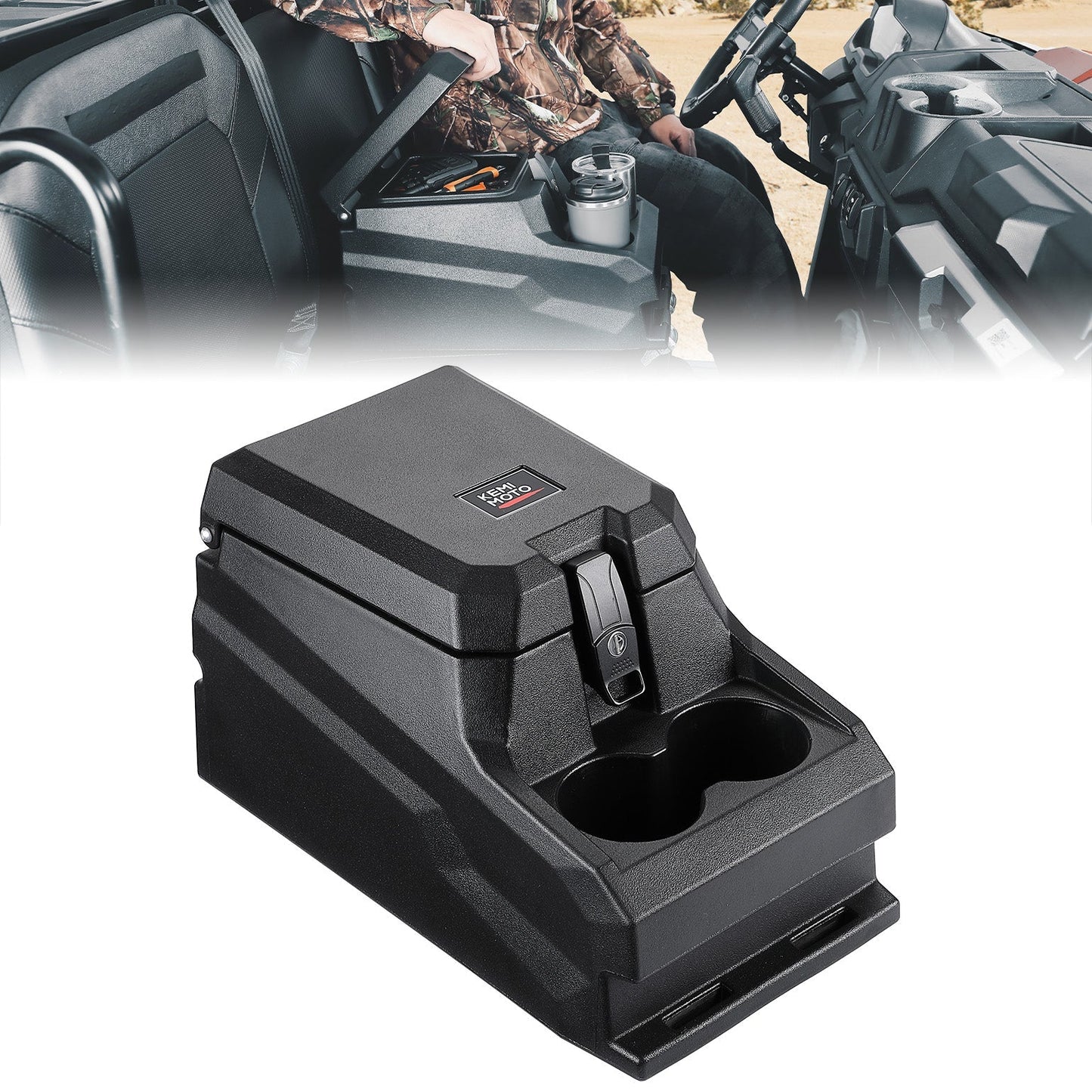 UTV Bench Seat Center Console Box for Polaris Ranger 1000/Crew 2020-2024 - Kemimoto