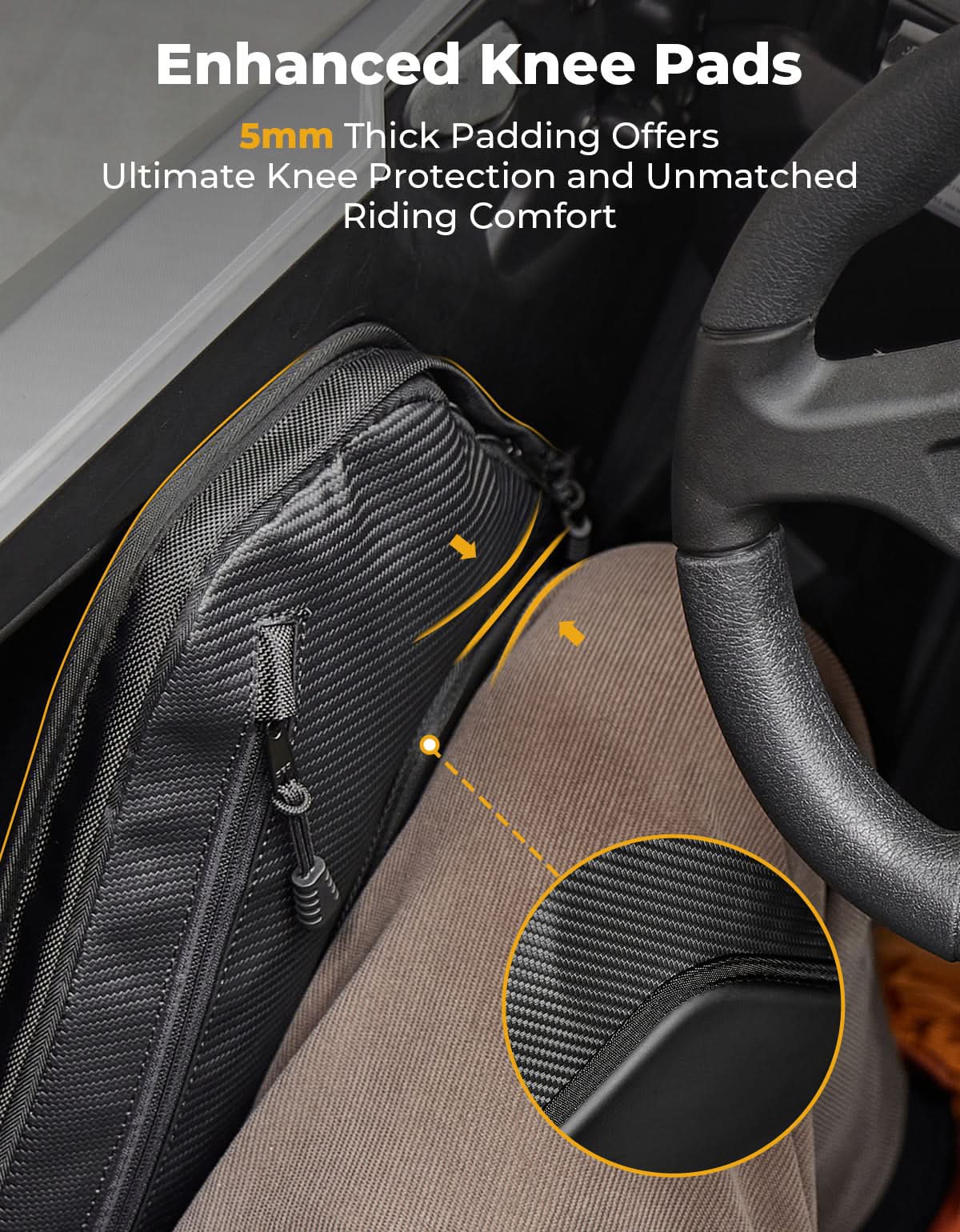 6 Q Front Door Bags with Knee Pads for 2025 Polaris RZR - Kemimoto
