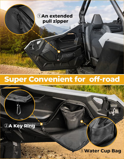 6 Q Front Door Bags with Knee Pads for 2025 Polaris RZR - Kemimoto
