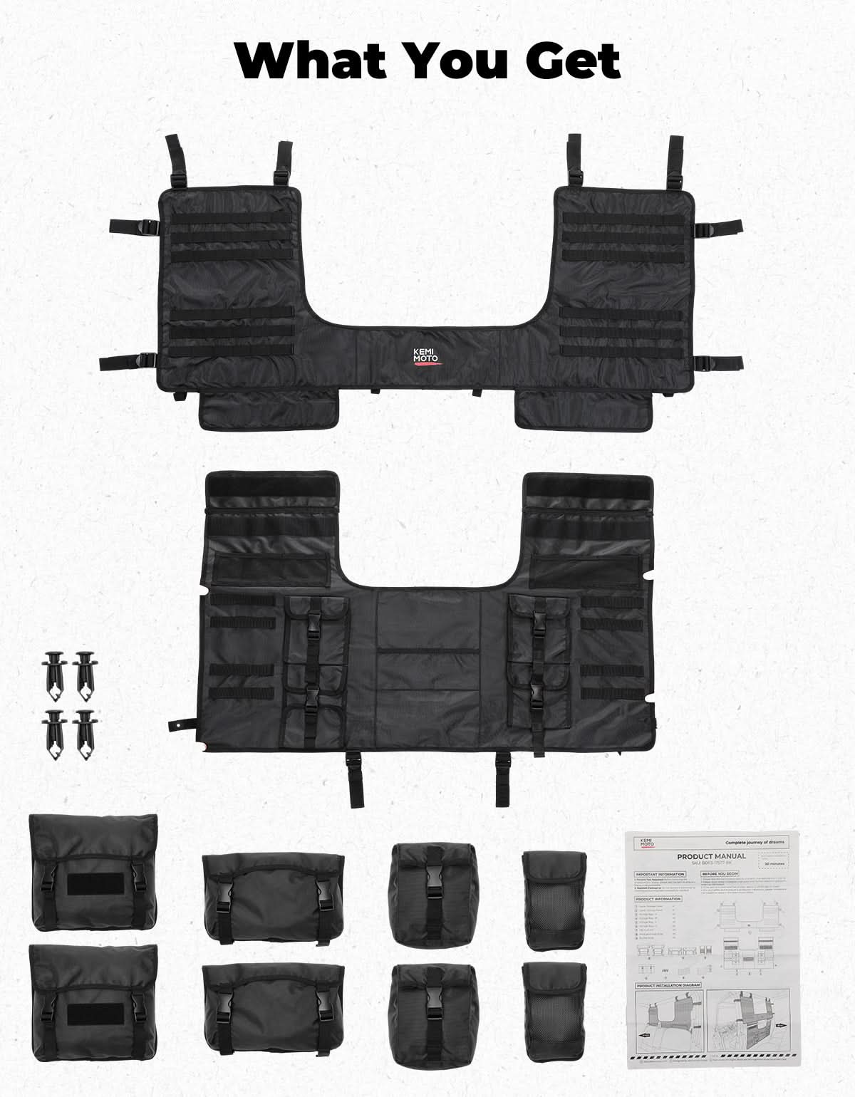 UTV Tool Bag Rack Heavy Duty Canvas Seat Back Rack for Polaris Ranger | Can Am | CFMOTO - Kemimoto