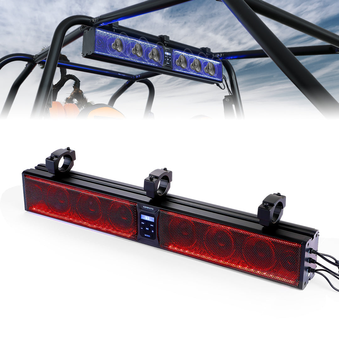 33 Inch RGB UTV Bluetooth Sound Bar, 8 Speakers Fit 1.75''-2.25'' Roll Bar