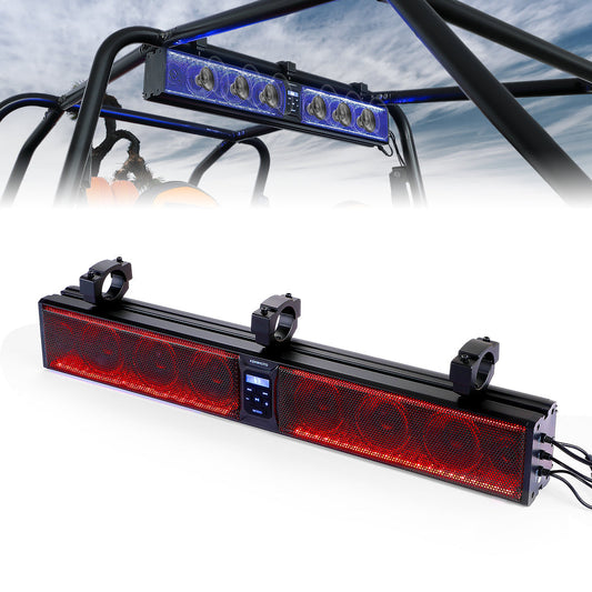 33 Inch RGB UTV Bluetooth Sound Bar, 8 Speakers Fit 1.75''-2.25'' Roll Bar