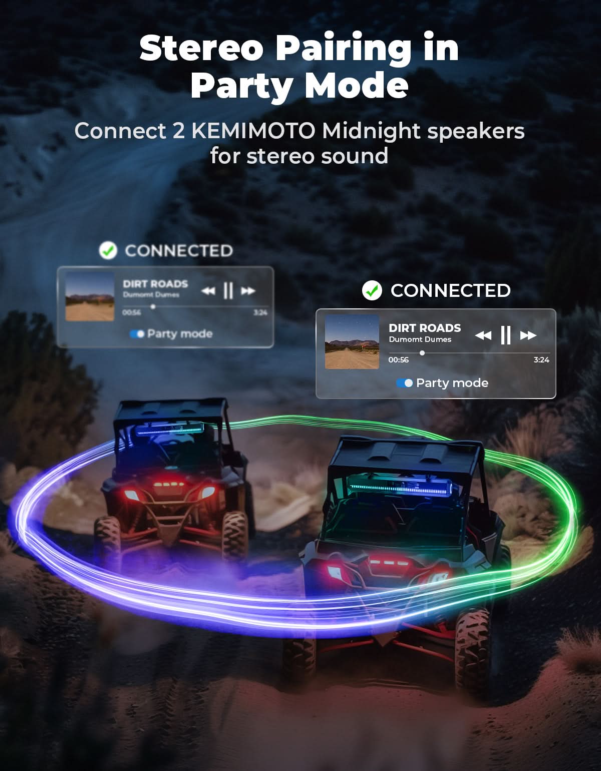 Midnight 60 UTV Soundbar 26" â€?Bluetooth & RGB Lights, Waterproof 2025 for Golf Cart/ATV/Polaris