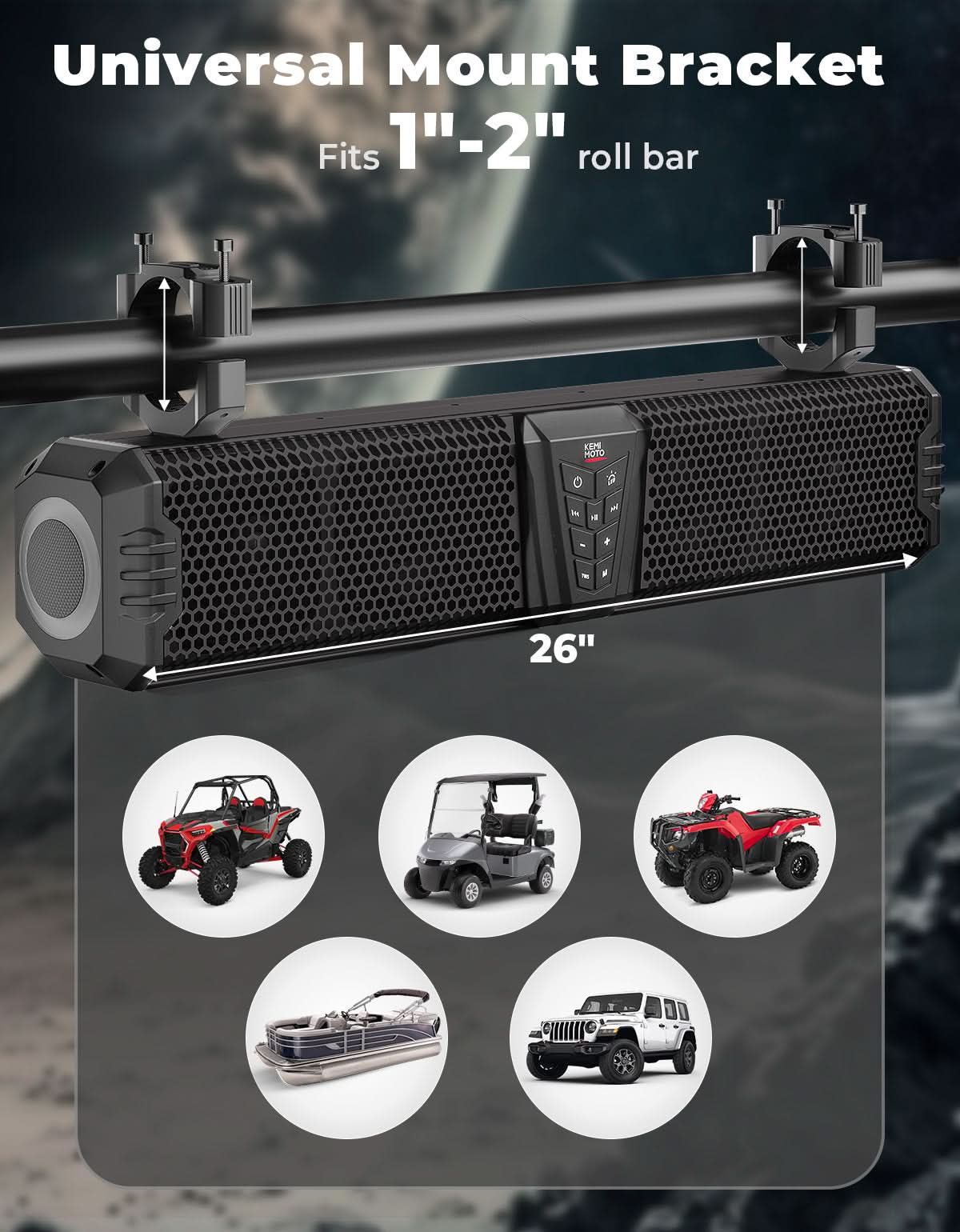 Midnight 60 UTV Soundbar 26" â€?Bluetooth & RGB Lights, Waterproof 2025 for Golf Cart/ATV/Polaris