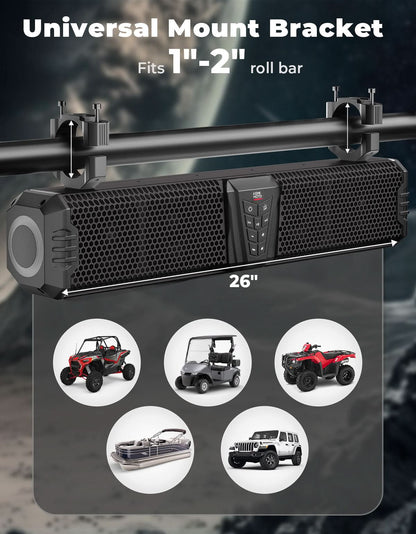 Midnight 60 UTV Soundbar 26" â€?Bluetooth & RGB Lights, Waterproof 2025 for Golf Cart/ATV/Polaris