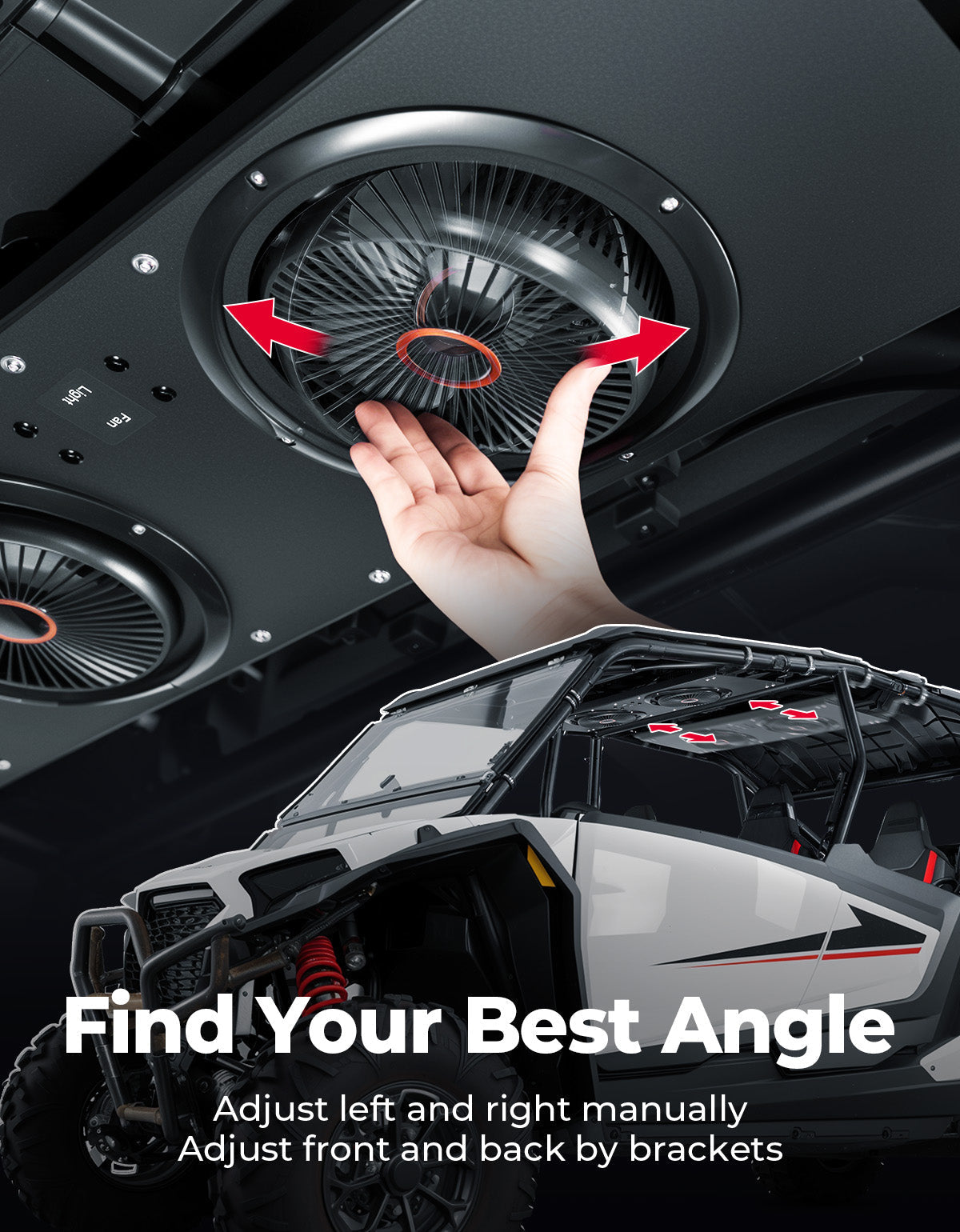 Overhead Fan for UTV with 57-41 inch Roof Width for Can-Am Polaris CFmoto