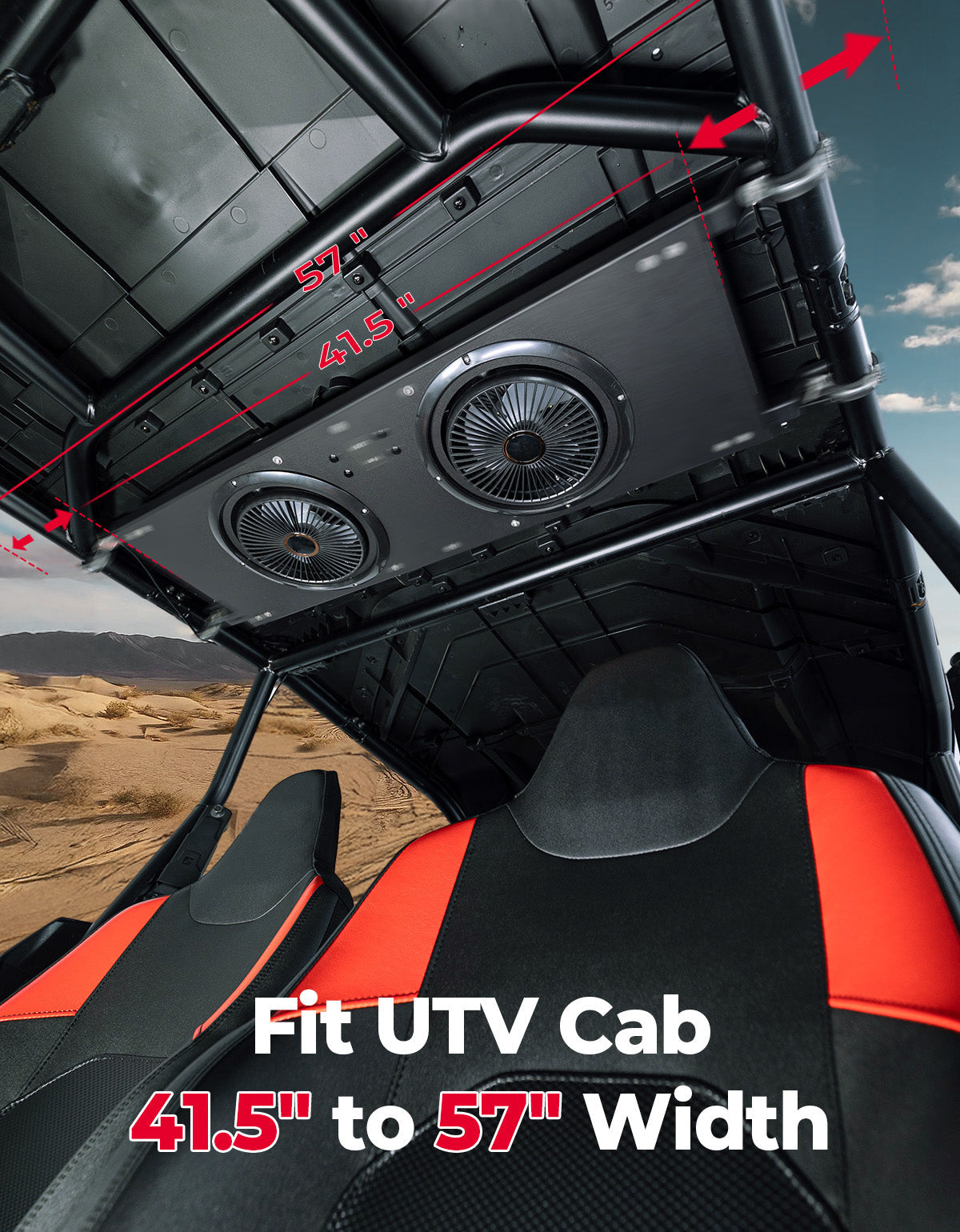 Overhead Fan for UTV with 57-41 inch Roof Width for Can-Am Polaris CFmoto