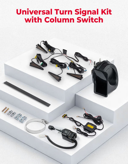 UTV Universal 3-in-1 Triangle Turn Signal Kit with Column Switch & 110dB Horn - Kemimoto